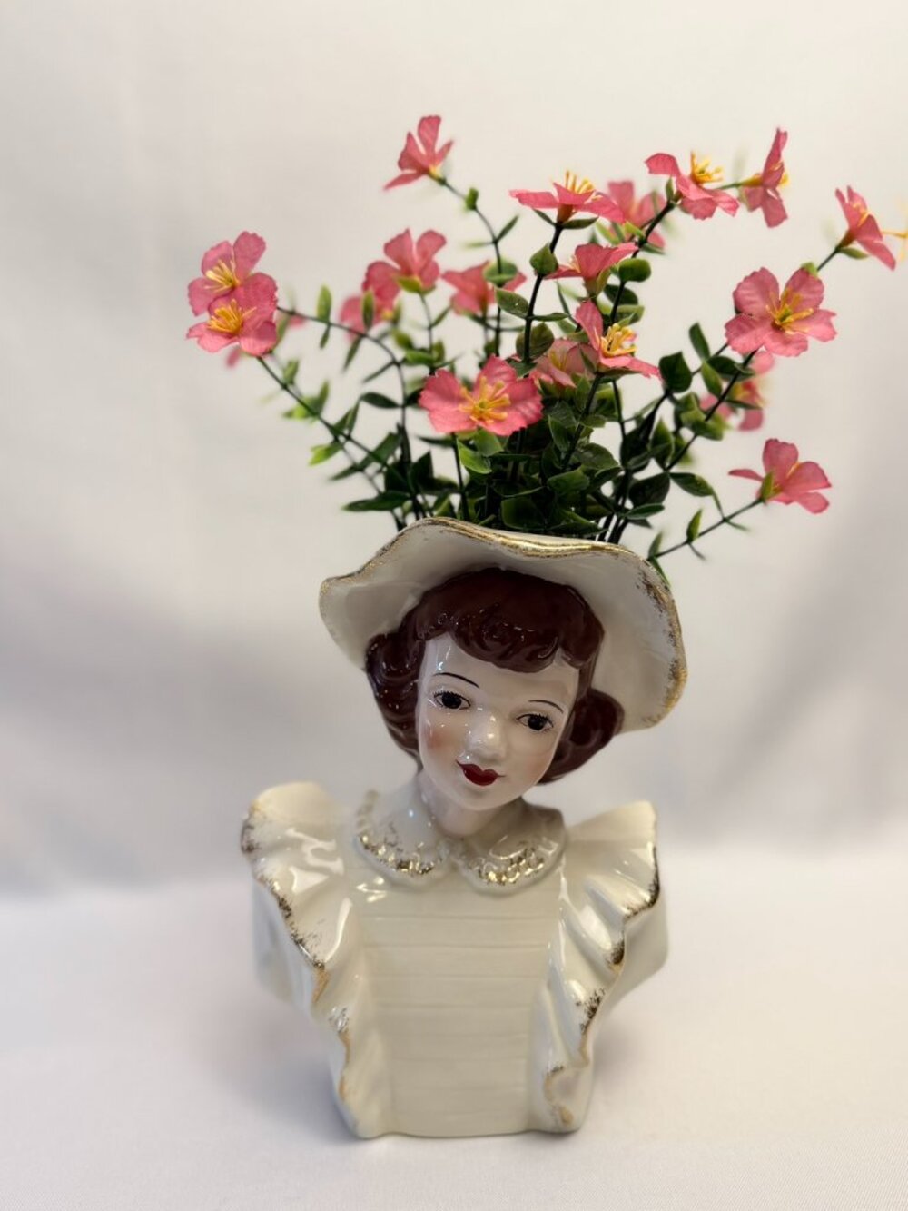 Florence Ceramics 1950s Head Vase Vintage Figurine Fern California USA  7"